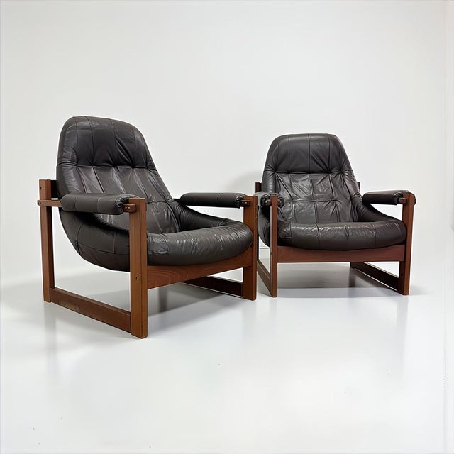 Wood Mid-Century Modern MP-91 Earth Lounge Chairs and Ottoman from Percival Lafer, Brazil, 1970s, Set of 3 For Sale - Image 7 of 18