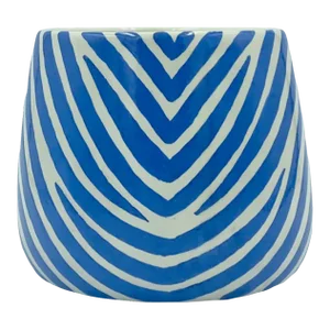 Vintage El Morocco Nyc Nightclub Zebra Stripe Ceramic Vase Cachepot Blue