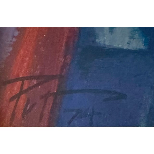 Cornflower Blue "Indian Drummer" (1974) Gouache on Paper by Donald Putnam (1925-2007) For Sale - Image 8 of 9