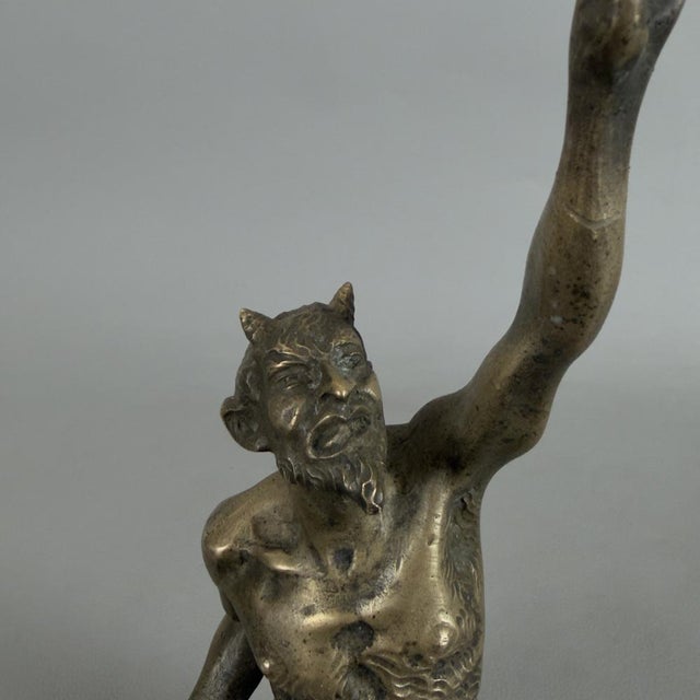 Bronze Sculpture of Satyr on Marble Base, 19th Century For Sale - Image 9 of 17