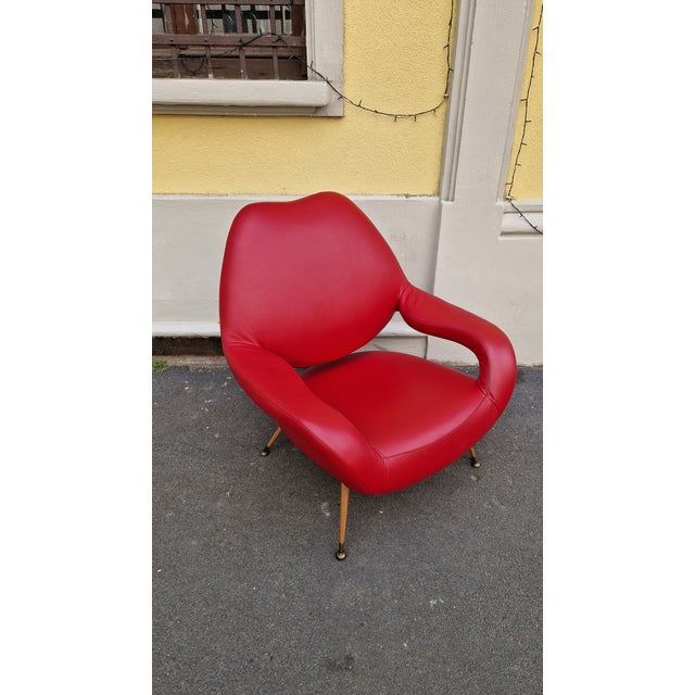 Set of Model DU55 Chairs in Red Leather by Gastone Rinaldi for Poltrona Frau, 1954 For Sale - Image 16 of 18