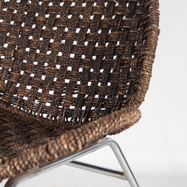 1970s Set of Chair and Ottoman in Rope and Chrome, 1970s For Sale - Image 5 of 16