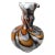Murano Art Glass Vase With Swirl Designs, Black White Orange For Sale