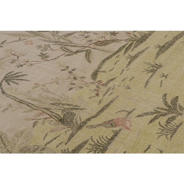 2010s Rug & Kilim’s Distressed Contemporary Pictorial Rug in Beige-Brown and Green For Sale - Image 5 of 7