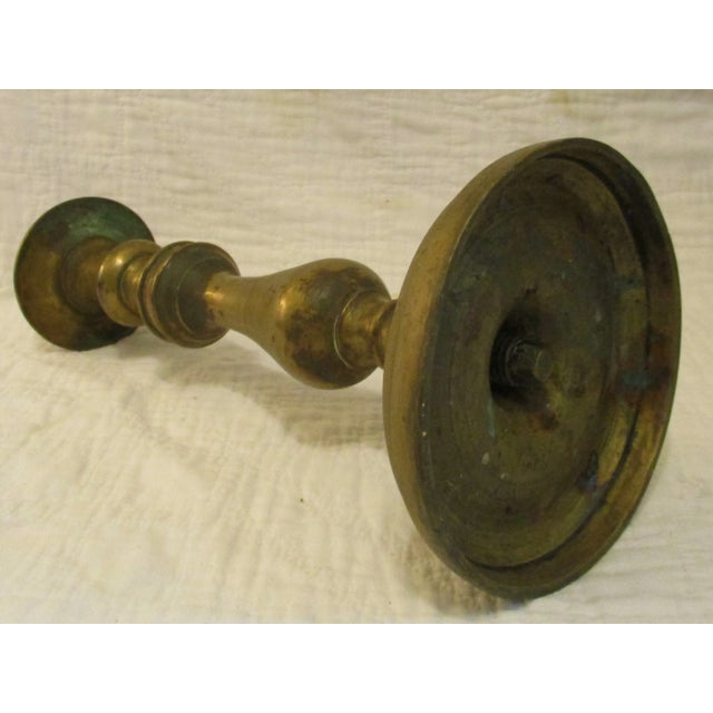Brass Late 18th Century Matching Heavy Brass Candlesticks - a Pair For Sale - Image 8 of 10