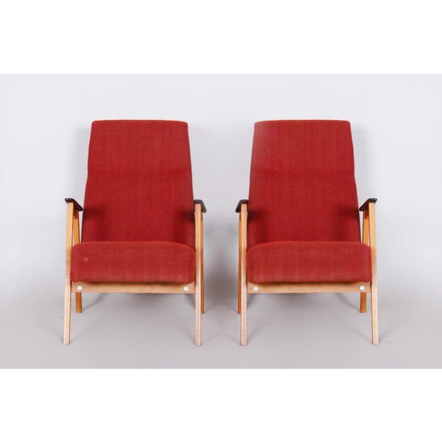 Set of Mid-Century Beech Armchairs attributed to Jaroslav Šmídek, 1950s For Sale - Image 6 of 7