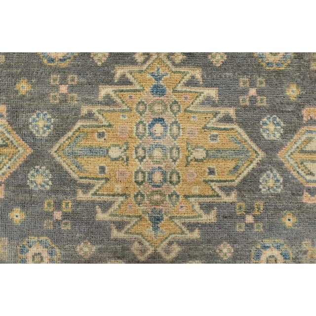 Textile Kazak Rug 5’9” X 7’10” Gray Wool Tribal Hand-Knotted Oriental Carpet For Sale - Image 7 of 12