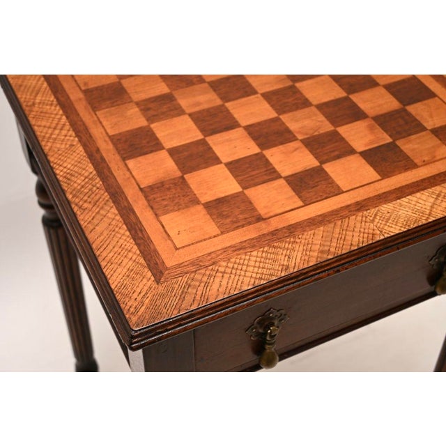 Wood Vintage English Walnut Chess Table, 1920 For Sale - Image 7 of 10