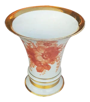Hand-Painted Gilded Porcelain Funnel Vase from Fürstenberg