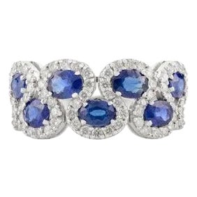 Gorgeous 1.59 Carats Blue Sapphire and Diamond Engagement Ring Size 6 For Sale