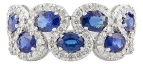 Gorgeous 1.59 Carats Blue Sapphire and Diamond Engagement Ring Size 6