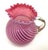 Antique Fenton 9" Cranberry Pink Swirl Pitcher with Ruffle Rim and Applied Handle. this piece is in wonderful age-...