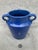 Vintage Blue Three Handle Pottery Jar Vase For Sale - Image 10 of 16