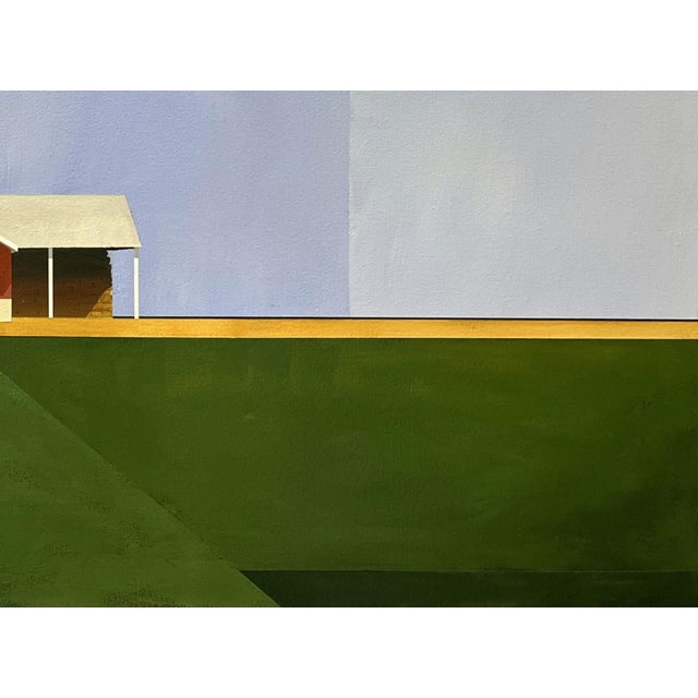 Wide Open Sky by Justin Wheatley | Acrylic on Canvas Red Barn With Green Fields For Sale In Denver - Image 6 of 11