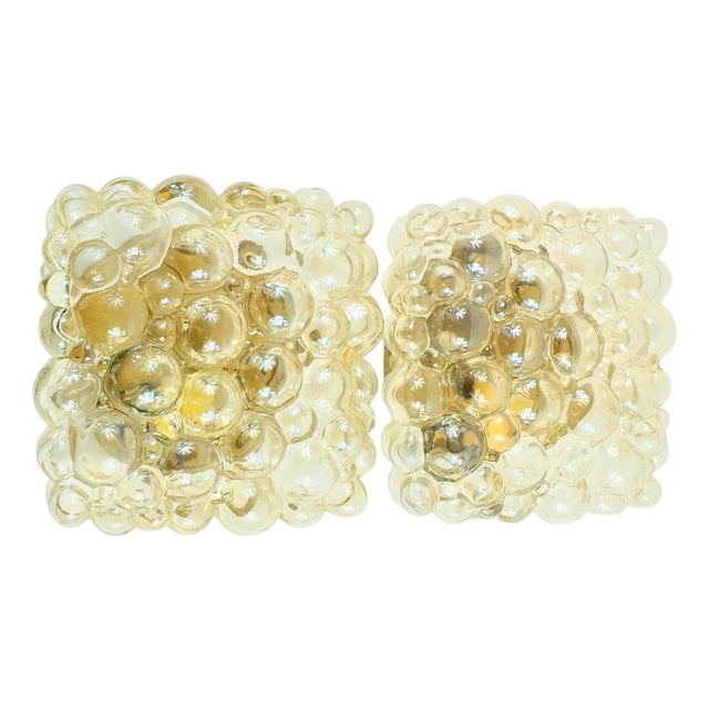 Mid-Century Modern Amber Bubble Glass Wall Lights by Helena Tynell for Limburg, Germany, 1970s, Set of 2 For Sale