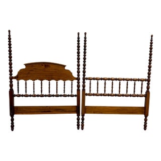 Vintage Full Size Jenny Lind Spindle Bed Spool Headboard and Footboard For Sale