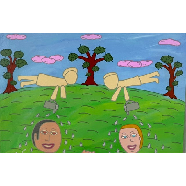 Original Acrylic Folk Art Painting From Renowned Key West Artist 'Just Us' For Sale - Image 4 of 9