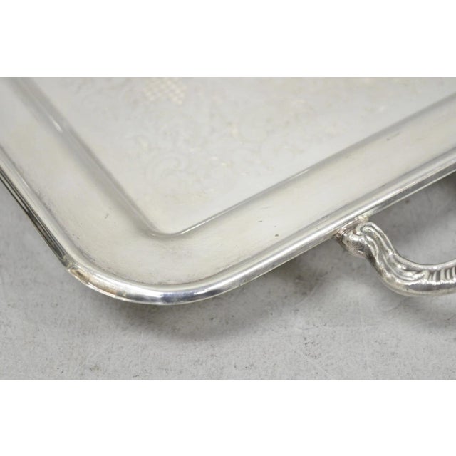 Vintage Leonard Silver Plated Small Twin Handle Serving Platter Bar Tray For Sale - Image 9 of 14