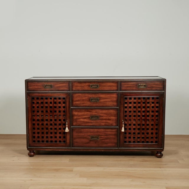 Vintage British Colonial Style Credenza or Chest by Theodore Alexander For Sale In West Palm - Image 6 of 15