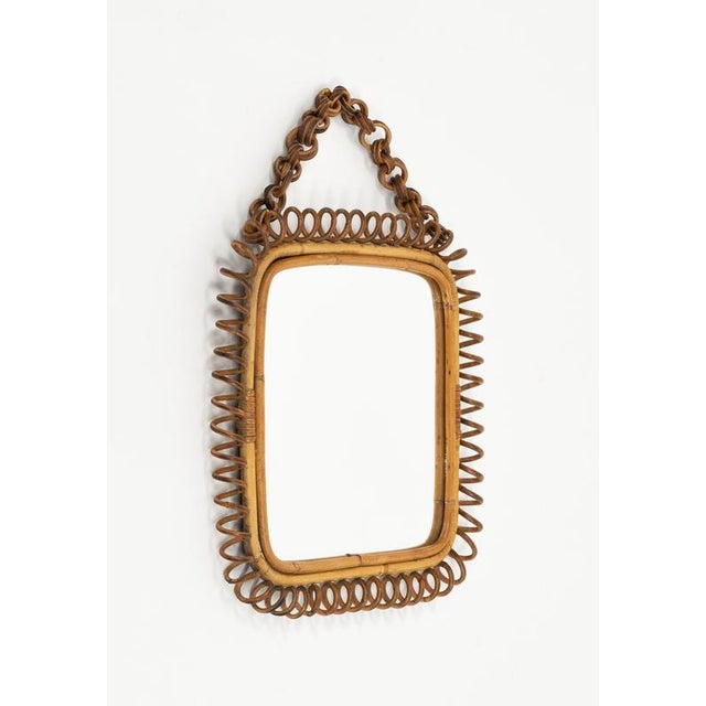 1960s Mid-Century Modern Squared Wall Mirror in Rattan and Bamboo by Franco Albini, 1960s For Sale - Image 5 of 10