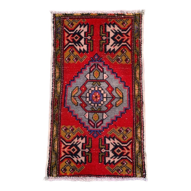 Small Vintage Turkish Rug in Wool For Sale