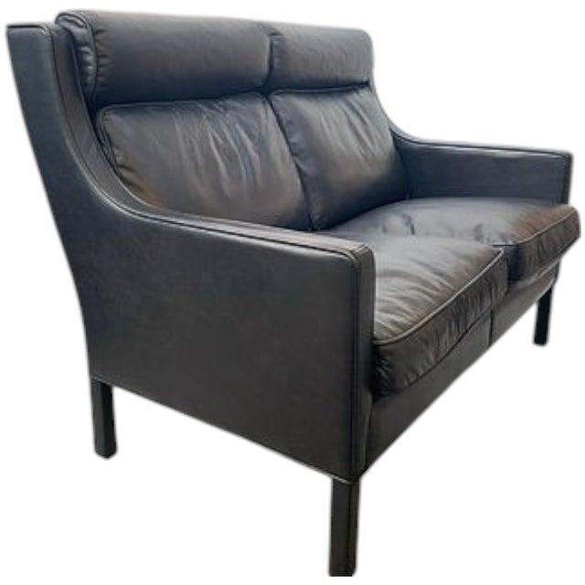 Modern Experience the Perfect Blend of Timeless Design and Luxurious Comfort With This Exquisite Black Leather Loveseat From Restoration Hardware. For Sale - Image 3 of 8
