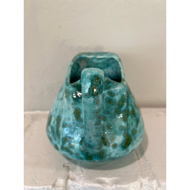 Studio Art Pottery Pitcher Turquoise Crystalline Glaze Signed HKS c.1960s For Sale - Image 11 of 12