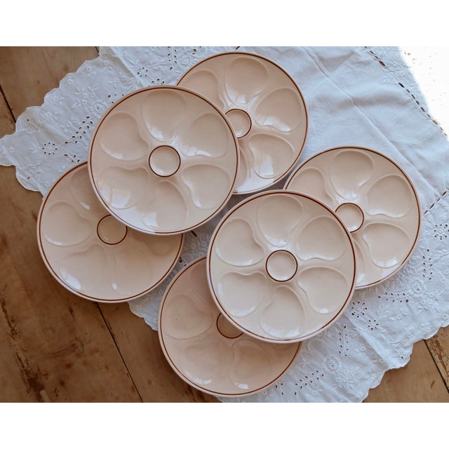 Vintage Pink Earthenware Oyster Plates from Longwy, 1970s, Set of 6 For Sale - Image 9 of 9