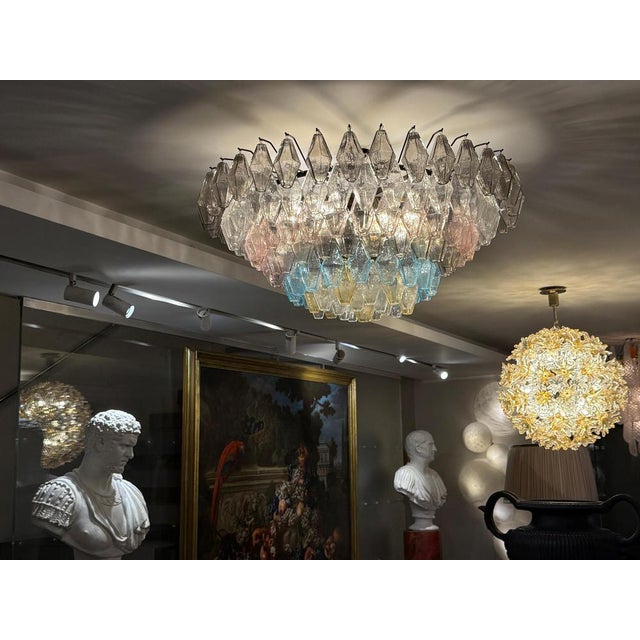 Large Poliedri Murano Glass Ceiling Light, 1990s For Sale - Image 3 of 18