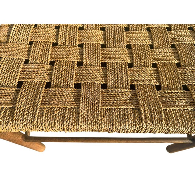 Wood Mid-Century Modern Beech Wood and Rope Stool, 1960s For Sale - Image 7 of 9