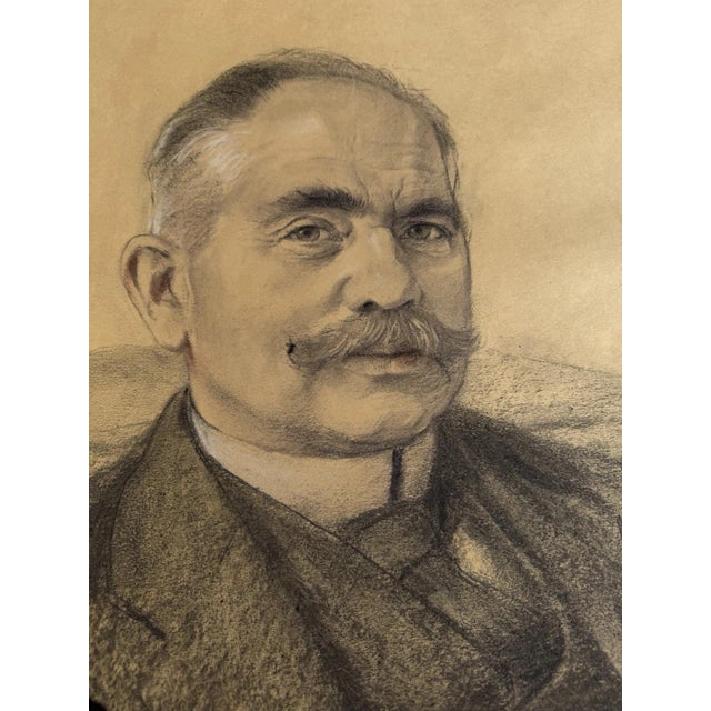 1920s Heinrich Pforr, The Gentleman with the Mustache, Charcoal on Paper For Sale - Image 5 of 11