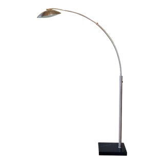 Late 20th Century George Kovacs Adjustable Telescoping Arc Floor Lamp With Black Marble Base For Sale