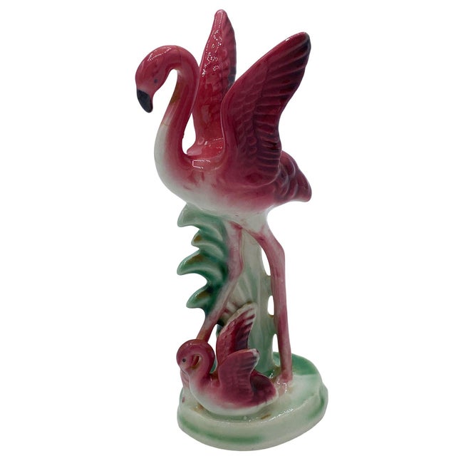 Pair of Mid 20th Century Ceramic Miniature Pink Flamingo Tabletop Statue by Leftons For Sale - Image 11 of 17