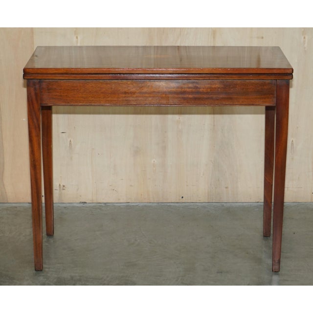 Hollywood Regency Antique Sheraton Burr & Burl Walnut Card Games Table with Satinwood Detail For Sale - Image 3 of 18