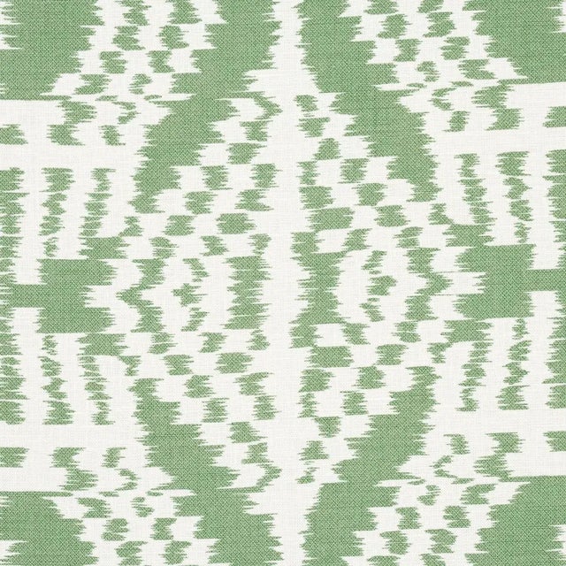Schumacher SAMPLE - Schumacher Asaka Ikat Fabric In Green For Sale - Image 4 of 4