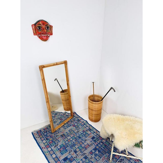 Large Italian Rectangular Bamboo and Rattan Mirror, 1970s For Sale - Image 13 of 14