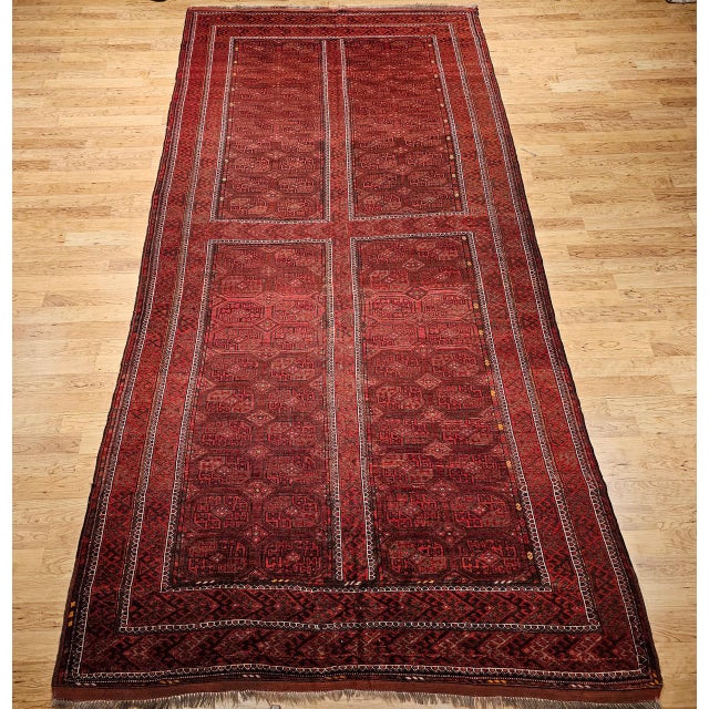 Vintage Turkmen Tekke Gallery Rug in Allover Pattern in Red, Brown, Gray, For Sale - Image 13 of 14