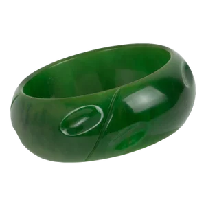 Bakelite Carved Bracelet Bangle Basil Green Marble