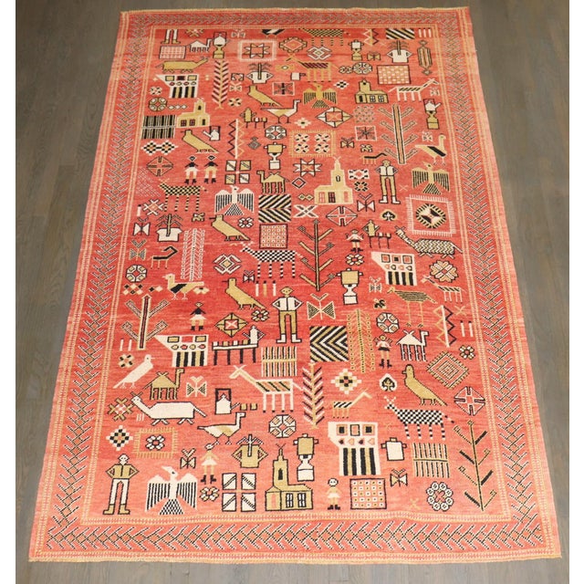 An authentic one-of-a-kind antique 2nd quarter of the 20th century Moroccan Pictorial quirky rug