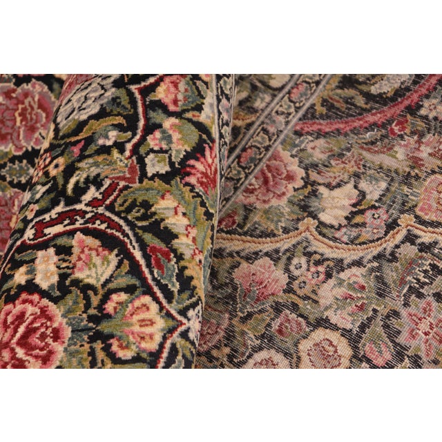 Textile Shabby Chic Pak-Persian Black/Green Wool Rug - 10'0'' X 13'9'' For Sale - Image 7 of 8