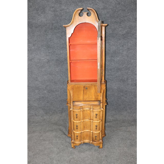 19th C Antique Italian Narrow Width Olivewood Petite Style Secretary Desk For Sale In Philadelphia - Image 6 of 13