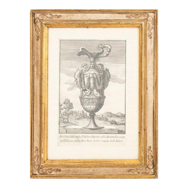 Late 19th Century Italian Engraving of Ornamental Figural Urn After Domenico De Rossi For Sale