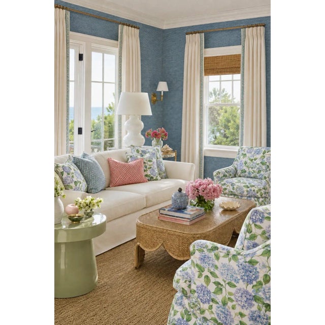 Natural Dyed Solid Grasscloth Wallpaper by House Party | Blue Ocean Mist | 8 Yards For Sale
