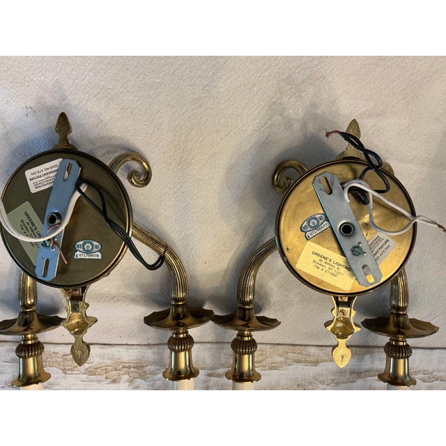 Brass Vintage Greene's Nyc Lighting Mid-Century Solid Spanish Brass Ornate Wall Sconces - Pair For Sale - Image 8 of 10