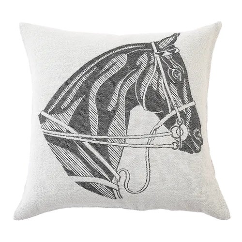 Contemporary Horse Head Charcoal Alpaca Pillow - Right-Facing For Sale - Image 3 of 3