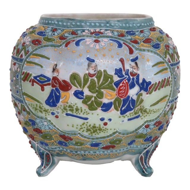 Moriage Nippon Style Hand Painted Vase For Sale