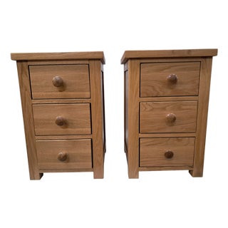 Vintage Bedside Tables in Oak, Set of 2 For Sale