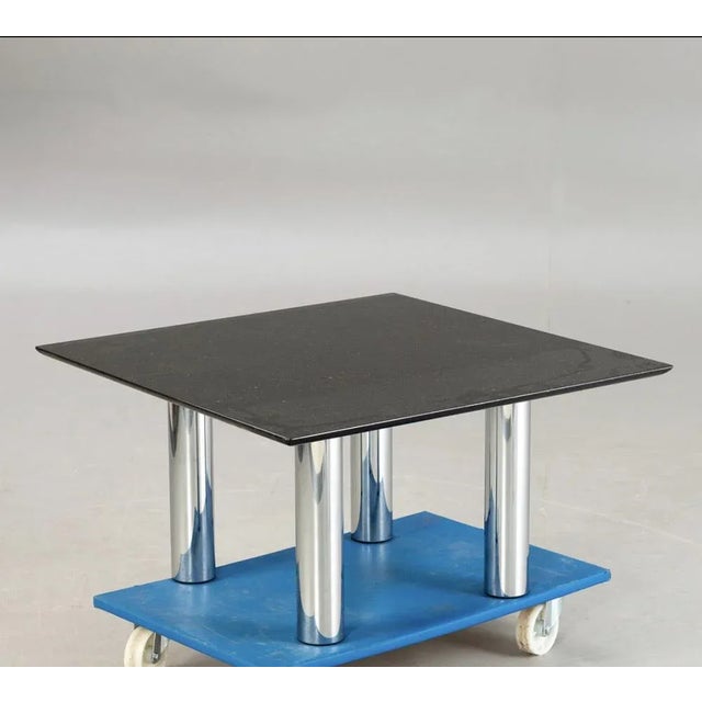 2000 - 2009 Coffee Table with Black Granite Stone Plate & Chrome-Plated Round Tube Legs by Peter Draenert for Draenert For Sale - Image 5 of 7