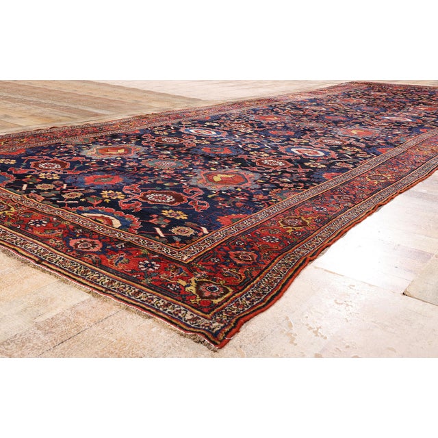 Navy Blue Late 19th Century Persian Kurd Rug, 06'10 X 19'10 For Sale - Image 8 of 10