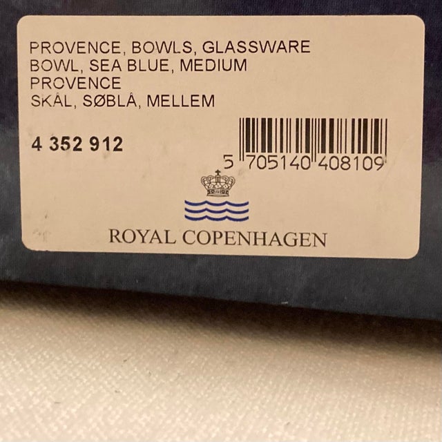 Glass Royal Copenhagen “Provence” Sea Blue Crystal Bowl, Per Lütken Design, 25 Cm (10”) For Sale - Image 7 of 7